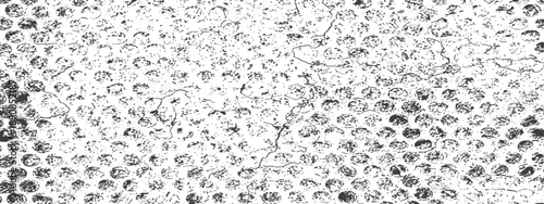 Distressed Bubble Grid Texture Vector Overlay Grunge Black and White Abstract Background Pattern with Cracks