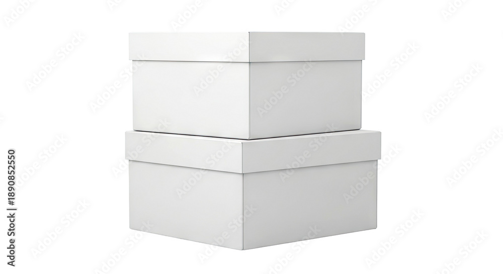 Obraz premium Two Stacked White Square Gift Boxes
