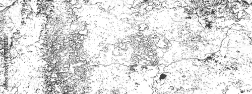 Black and White Distressed Grunge Texture Vector Overlay Cracked Concrete Surface Abstract Grainy Background