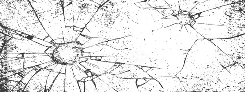 Black and White Shattered Glass Texture Overlay Vector Background Grungy Distress Broken Screen Effect