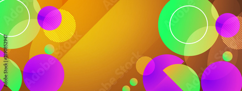 Cheerful yellow and gold abstract background with overlapping colorful geometric shapes for summer promotions