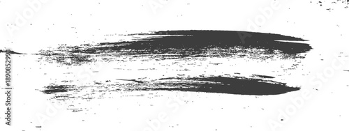 Distressed grunge brush stroke vector element Black and white textured ink smear background abstract artistic overlay