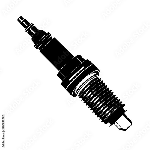 Car Engine Spark Plug Automotive Ignition Part Mechanical Silhouette Vector Icon