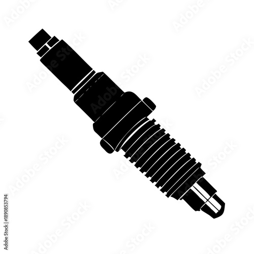 Car Engine Spark Plug Automotive Ignition Part Mechanical Silhouette Vector Icon