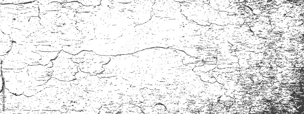 Fototapeta premium Abstract Distressed Vector Texture Overlay Cracked Wall Surface Grunge Background Black and White Grain Effect