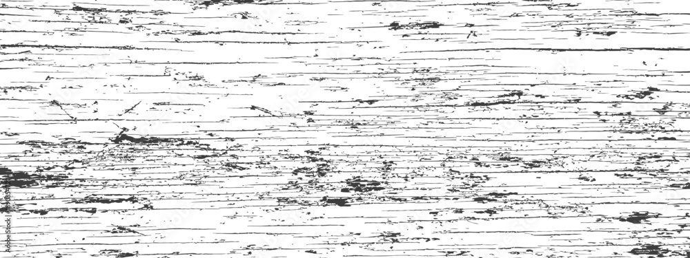 Fototapeta premium Distressed Horizontal Wood Grain Vector Texture Grunge Overlay Effect Black and White Rough Surface Background