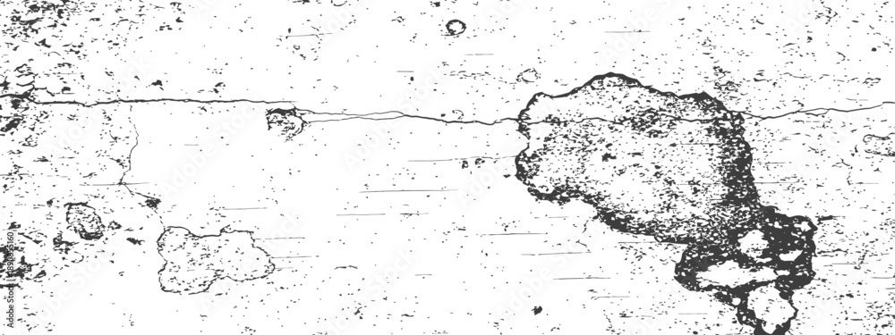 Fototapeta premium Black and white grunge distressed vector texture overlay Cracked wall damaged plaster surface background graphic resource