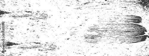 Black and white grunge texture overlay with distressed grain and rough horizontal paint brush strokes Vector background resource