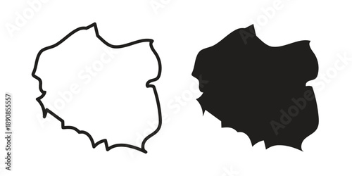 Outline and filled map shape of Poland, representing geographic location and national identity, suitable for travel and European country concepts
