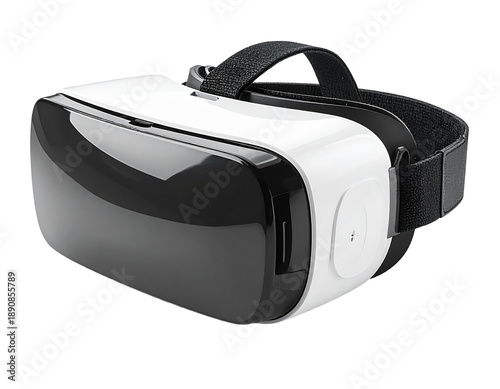 Sleek white and black virtual reality headset with adjustable strap