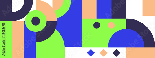 Foto High energy abstract design featuring bold geometric curves and stripes in strik