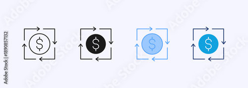 Cash Flow Icon Set Multistyle Various Collection Element For Design