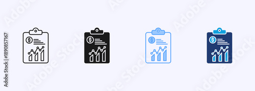 Financial Report Icon Set Multistyle Various Collection Element For Design