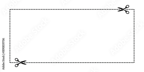 Scissors cut the rectangular lines.