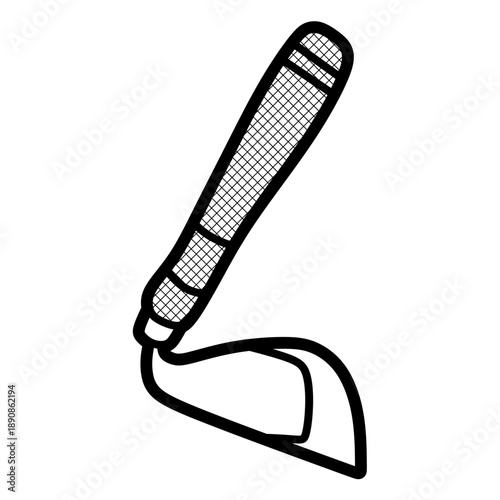 black and white mini hoe line art, editable lines