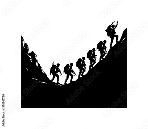 Mountain Climbers Ascending Peak