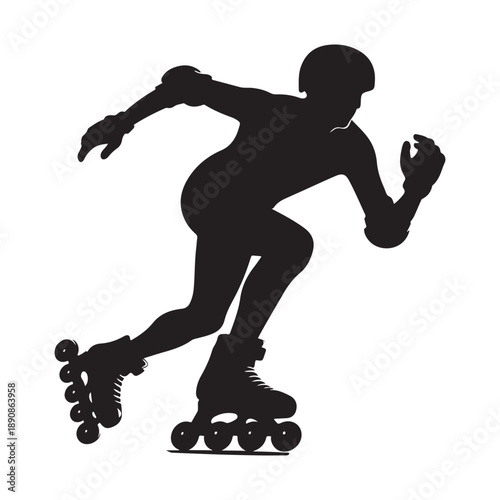 rollerblader vector silhouette clip art logo design illustration. abstract icon idea collection
