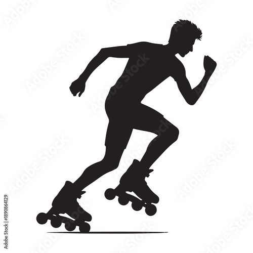 rollerblader vector silhouette clip art logo design illustration. abstract icon idea collection
