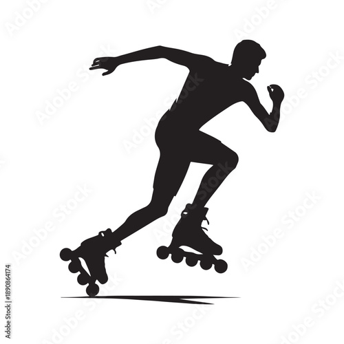 rollerblader vector silhouette clip art logo design illustration. abstract icon idea collection
