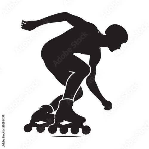 rollerblader vector silhouette clip art logo design illustration. abstract icon idea collection
