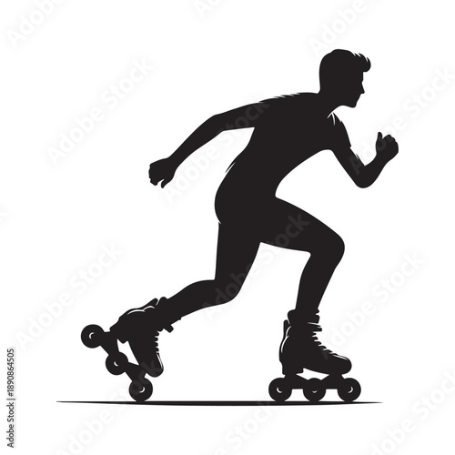 rollerblader vector silhouette clip art logo design illustration. abstract icon idea collection
