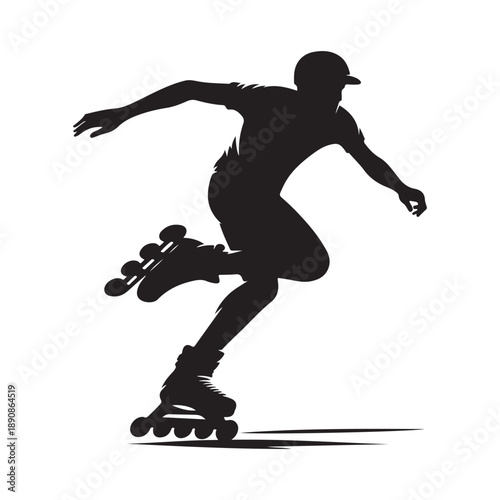 rollerblader vector silhouette clip art logo design illustration. abstract icon idea collection
