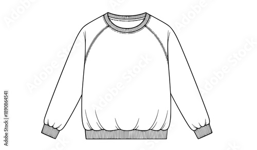 Εκτύπωση καμβά Minimal line art sweatshirt vector sketch with front view fashion outline illust