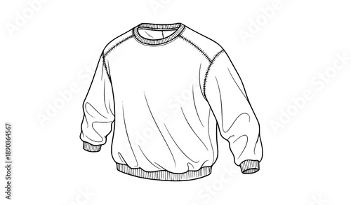 Hand drawn sweatshirt vector sketch with angled view clothing line illustration