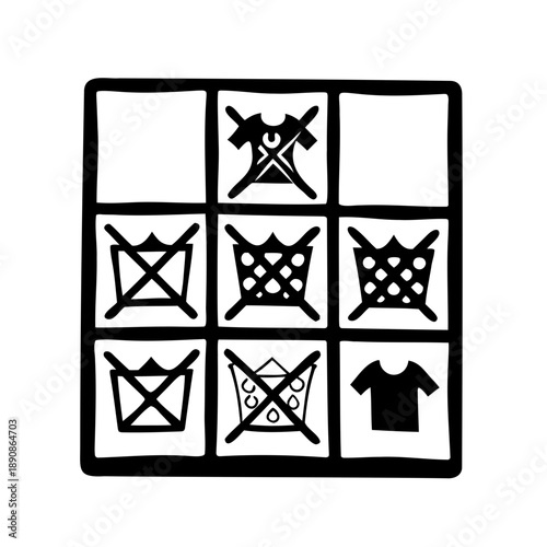Laundry care symbols in a ninepanel design, a visual guide