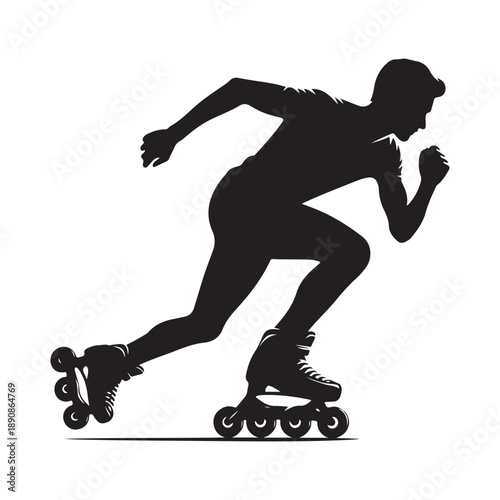 rollerblader vector silhouette clip art logo design illustration. abstract icon idea collection

