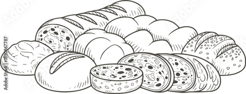 Black and line of sliced garlic bulbs and cloves