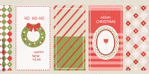 Festive christmas and new year themed banner designs with holiday illustrations