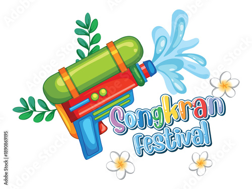 Colorful Water Gun Illustration for Songkran Festival Celebration