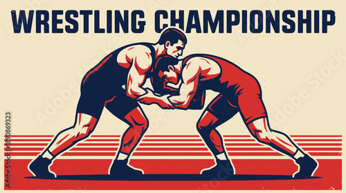 Vintage Propaganda Style Wrestling Championship Poster