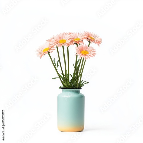 Wallpaper Mural A bunch of pink daisies in a colorful vase, isolate on white background. Torontodigital.ca