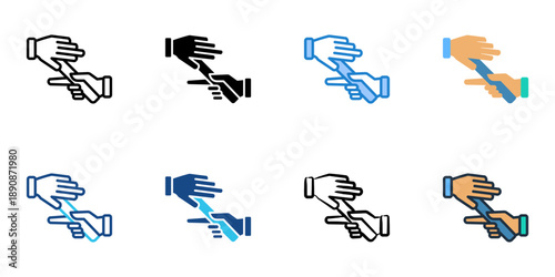 Delegation icons set multiple style collection. Editable stroke 
