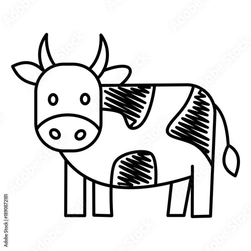 Cow Scribble Style Illustration