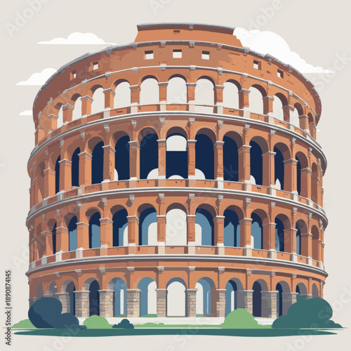 A stunning illustration of the ancient Colosseum in Rome, Italy