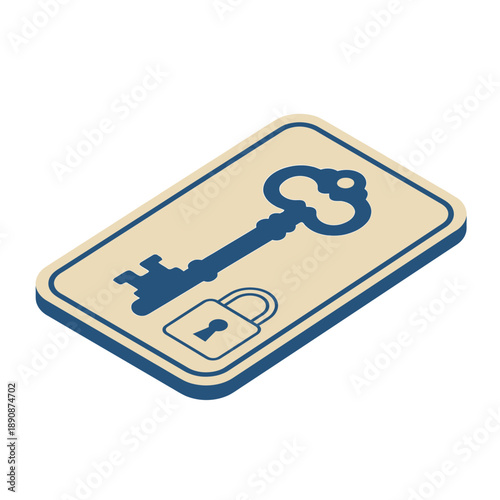 Access key tag icon, credential management graphic for password manager training, secrets vault rotation session, privileged access onboarding course