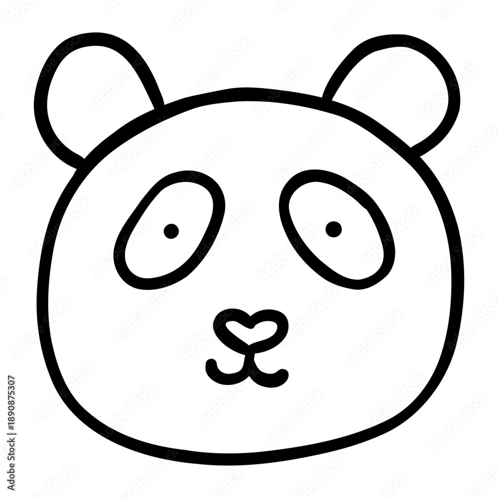 Obraz premium panda head hand drawn icon