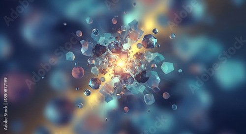 Wallpaper Mural Vibrant abstract particles explosion with blue and orange hues. Torontodigital.ca