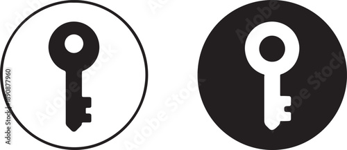 Key lock bold and outline icons for security, privacy, password, access control and safety.