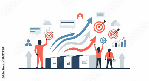 Strategic teamwork driving exponential growth and successful achievement of ambitious business goals with data-driven insights and focused objectives