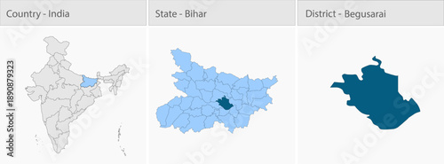 Begusarai_Map detailed map illustration graphic for educational reference, geographic visualization, design layouts, presentations, digital media and