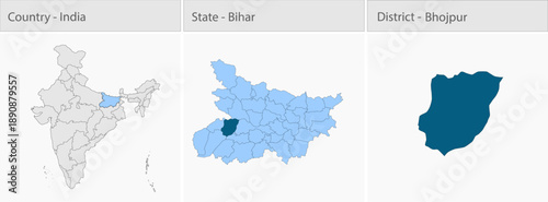 Bhojpur_Map detailed map illustration graphic for educational reference, geographic visualization, design layouts, presentations, digital media and pr