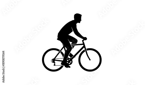 Man riding bicycle silhouette vector illustration in minimalist flat style isolated on white background