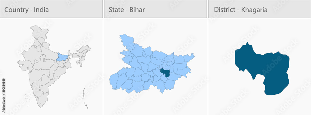 Fototapeta premium Khagaria_Map detailed map illustration graphic for educational reference, geographic visualization, design layouts, presentations, digital media and p