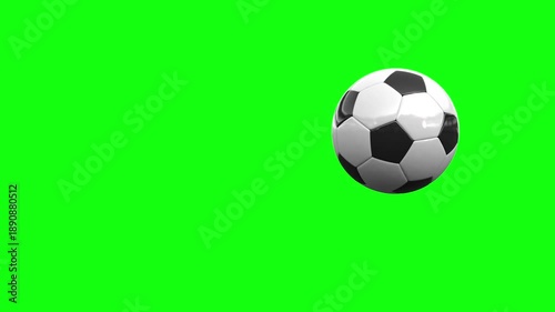 Soccer ball bouncing toward the camera on a green background. Animated soccer kick video set.