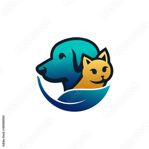 Dog and Cat Cartoon Logo Design.