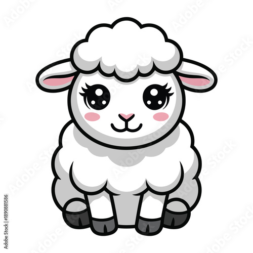 Smiling lamb sheep mascot for spring lambing festivals, easter party graphics, farm tour events, baby shower themes, nursery wall stickers